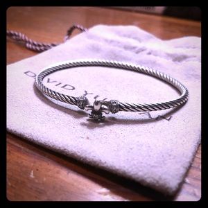David Yurman 3mm Cable Fleur De Lis Bracelet